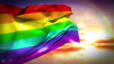 Rainbow flag blowing in the breeze