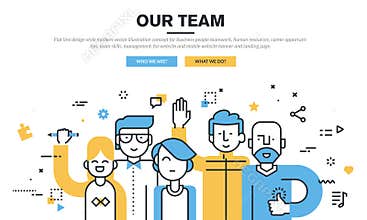 Flat line design style modern vector illustration concept for business people teamwork