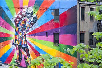 A Mural on the wall in New York, NY