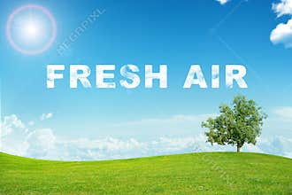 Landscape with fresh air word