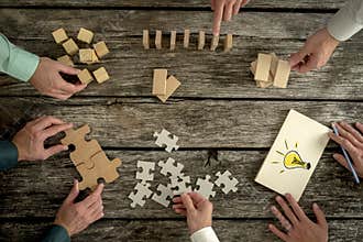 Concept of teamwork, strategy, vision or education