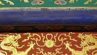 Magnificent Painted Carved beam girders.China Beijing ancient architecture.