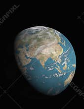 Asia and 3/4 illuminated Earth