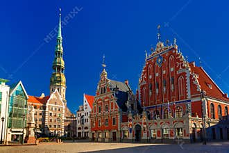 City Hall Square in the Old Town of Riga, Latvia