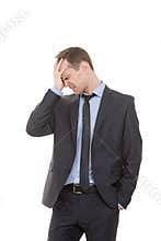 Body language. man in business suit isolated on