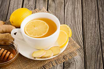 Chamomile tea with lemon, ginger and honey