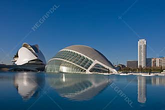 Modern buildings on water