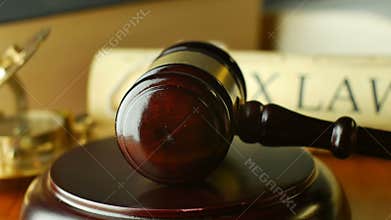 Court law justice litigation concept with gavel and hammer