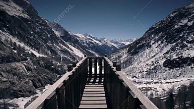 Walking on wood bridge