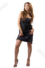 Young beauty woman in a black dress