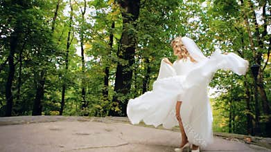Beautiful Female Spinning Bride Dress Slow Motion