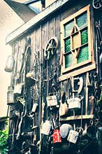 House decoration in grunge style with old used objects