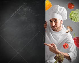 Chef with blackboard