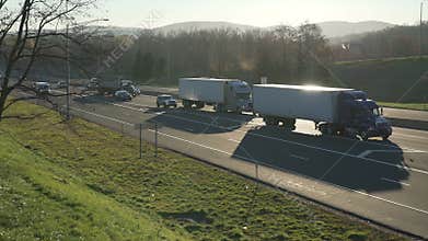 Cars and trucks on a highway