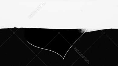 Hand drawn white heart on black background