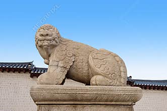 Haechi,Statue of a mythological lion-like animal at Gyeongbokgung Palace,Korea.