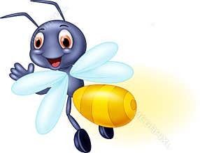 Cute firefly cartoon waving
