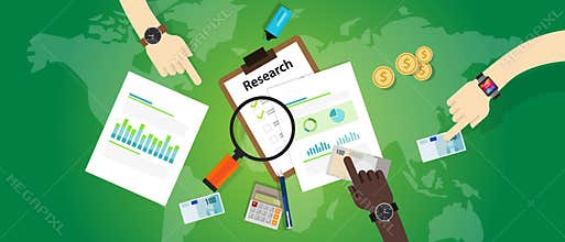 Market research analysis chart bar pie business process product information focus