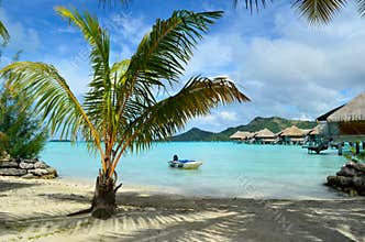 Luxury resort beach on Bora Bora