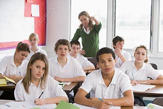 High school students in class