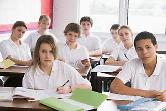 High school students in class