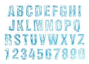 Water alphabet. water letters set.