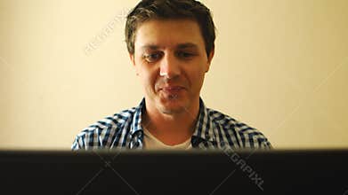Man is talking via webcam