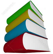 Book Stack Four Textbooks Pile Blank Titles