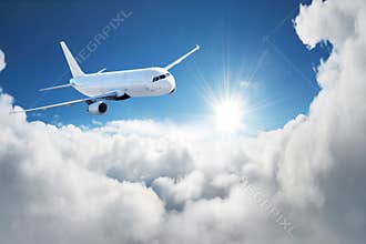 Airplane in the sky - Passenger Airliner / aircraft