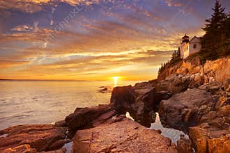 Bass Harbor Head Lighthouse, Acadia NP, Maine, USA at sunset