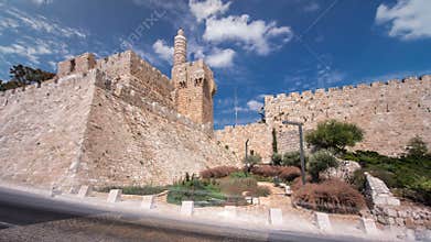 Tower of David timelapse hyperlapse. Jerusalem, Israel