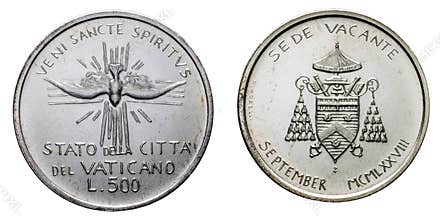Papal Vacant see 1978 september silver coin uncircoled