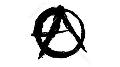 Symbol of anarchy. Ink splash. Alpha channel