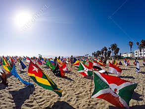 World Flags in Venice Beach Promoting Peace