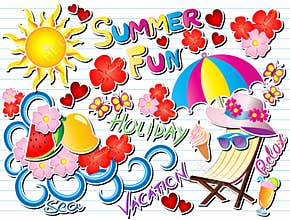 Summer Fun Doodle Vector Illustration
