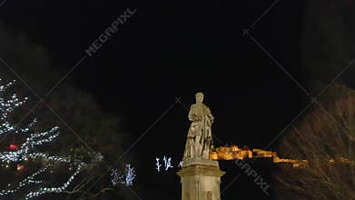 Statue of Allan Ramsay and Edinburgh Castle