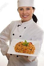 Chef with pasta
