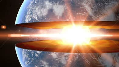 Earth core. inner structure with geological layers. Realistic 3d animation