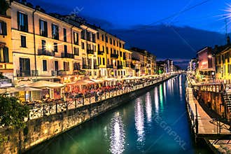 Milan nightlife in Navigli. italy