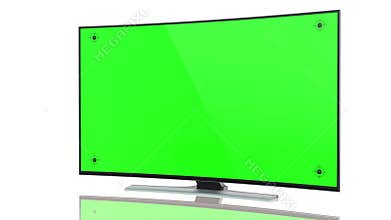 UltraHD Smart Tv with Curved green screen on white