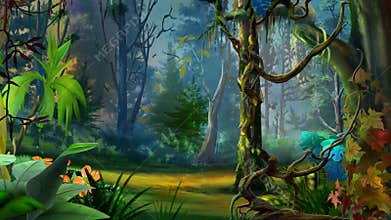 Wild and Dark Tropical Forest.
