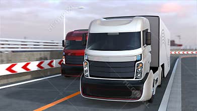 Self driving hybrid trucks on the highway