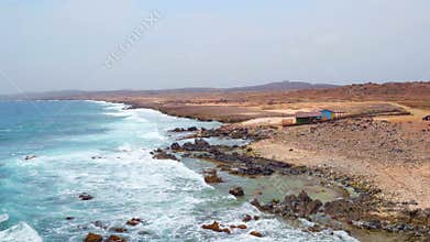 Aerial from the wild east coast on Aruba island