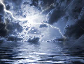 Lightening in heavy sky