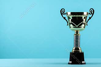 Award winning trophy in blue background