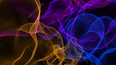 Abstract animation. Wavy color smoke on the dark space.