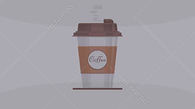 Hot coffee cup animation with steam