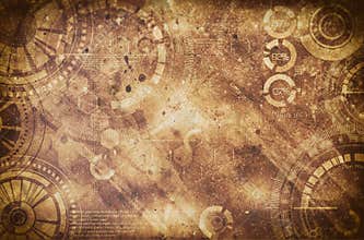 Steampunk grunge background, steam punk elements on dirty back