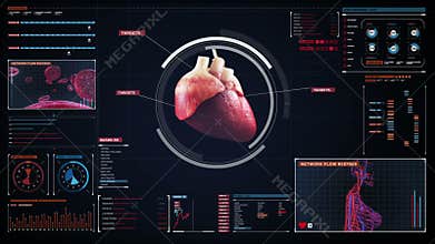 Scanning heart. Human cardiovascular system. medical technology.