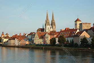 View of Regensburg embankment,Bavaria,Germany